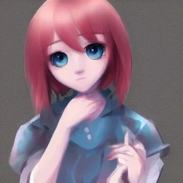 potrait girl look beautiful, eyes like ocean blue, short hair, smile, 8k, rtx, eyebrows like serious, facing left, real, cute, angry expression, tsundere, hyper realistis, hyper details, color schema aesthetic