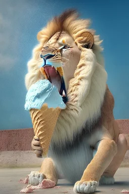 lion eating ice cream