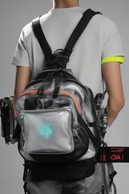 back pack, transparent, sci fi, punk, color, neon