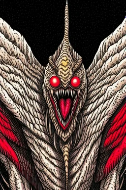 Moth / shark hybrid demon in the style of Berserk manga