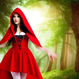 flirty, gorgeous red riding hood