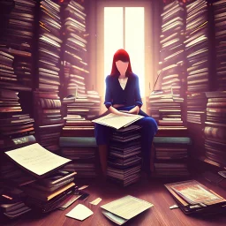 As the music begins, a young woman sits alone in a dimly lit room, surrounded by stacks of dusty books and papers. She looks lost in thought, her eyes fixed on a single spot on the wall as she listens intently to the low-quality recording on the tape player in front of her.