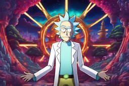 Rick in 8k anime realistic drawing style, Rick and morty world, close picture, neon, intricate details, highly detailed, high details, detailed portrait, masterpiece,ultra detailed, ultra quality