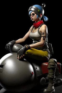 realistic tank girl seat on sphere machanic sputnik