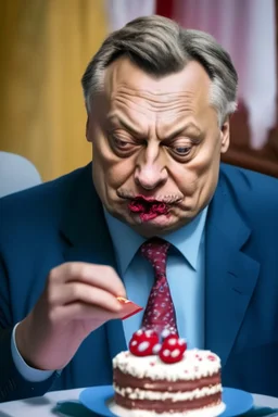 viktor orban eating birthday cake