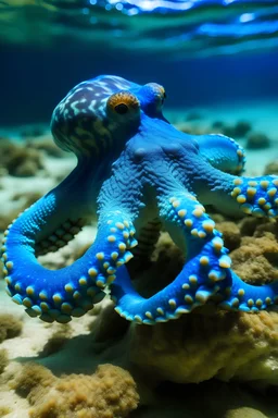 octopus, blue, turquoise, sea