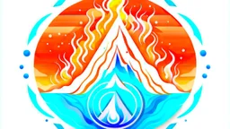 Generate a visually striking and memorable logo that embodies the principles of distinctiveness, simplicity, and memorability for "Prana Breathwork" using the Ice & Fire Transformation theme. Utilize a palette of Crisp Blue Ice, Pure White, and Vibrant Orange. Incorporate elements such as the Montanha de Gelo (Ice Mountain), symbolizing resilience, and the flickering Chama (Flame) for energy and vitality.