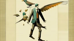 fly away, grotesque, absurd, collage, symbilism, bizarre, minimal,