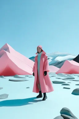 Fashion film in the icefields of Patagonia, a stunning supermodel in an incomplete Astronaut pink bronze suit discover the icefields and giant iceblocks and icebergs using stunning poses we can see her face through the glass . Supreme landscape, inticate background and a minimalist composition that creates a great megalophobia effect. Old lens, old Kodak vision filmstock, 1600 iso.