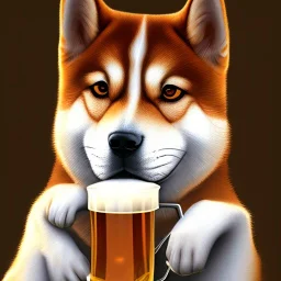 shiba inu drinking beer