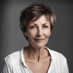 Woman 52 years old very beautiful french short hair white shirt