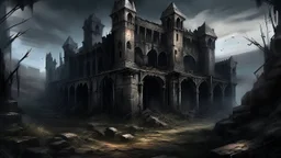 metal cover painting necrolord abandoned castle ruin dark dramatic light