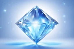 cosmic diamond light blu and white. it's glossy and suspended in a light sky with stars galaxy and bright