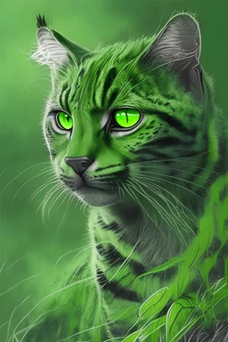 Draw a wild green cat