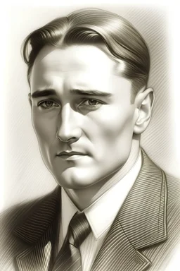 a handsome man from the 1930s pencil sketch