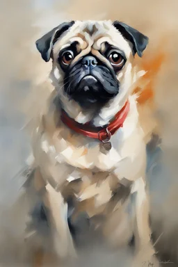 Portrait of a pug in the style of willem haenraets