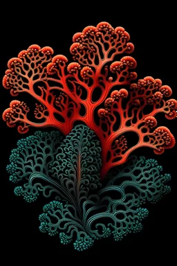 coral illustration ernst haeckel style, single object, black background