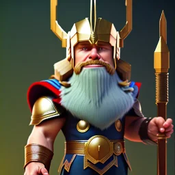 Clash of clans art style of a cute thor, full body, by mobeius, au naturel, hyper detailed, digital art, trending in artstation, cinematic lighting, studio quality, smooth render, unreal engine 5 rendered, octane rendered, art style by klimt and nixeu and ian sprigger and wlop and krenz cushart