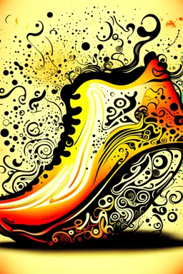 Draw only the sole (bottom) of a shoe. The shoe is white and made entirely from the shapes of ghosts in the style of Salvador Dali’s “the face of war”. Use no more than 4 colours.