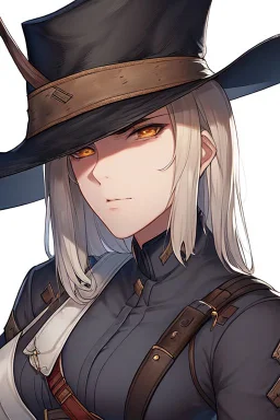 Clear focus, High resolution, female Gunslinger, close up, Gunslinger, Cowboy, cowboy hat, serious face,