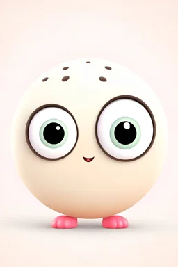 a cute puffy and circle, with big eyes, short small legs and hands