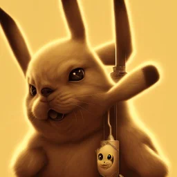 Portrait of Pikachu, intricate, sharp focus, lot's of grain on the skin, tribal tatoos, highly detailed, digital painting, concept art, masterpiece, high key lighting, volumetric light high details psychedelic background, cyborg,