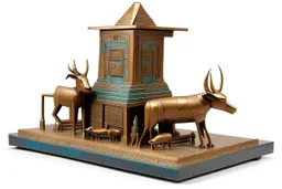 A brownish bronze Egyptian kingdom with crabs painted by Frank Lloyd Wright