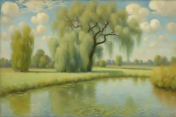 aquamarine, clouds, willow tree, claude monet, and emile claus impressionism paintings