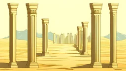 The city buried in the desert with tall columns
