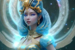  beautiful cosmic asiatic woman with blu color skin, long hair, nice smiling, magic glamour make up, delicate colors, beautiful glamour galactique dress, ultra sharp focus, 8k, unreal engine 5, extremely sharp detail, light effect, soft light atmosphere of a spaceship, smooth, full of details, face in front, complete vision of face and hair and body