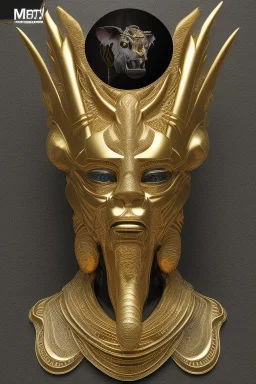 black male African Egyptian alien, cracks in the voodoo head, wicked, eyes, crown, Elephant, 8k, finely detailed, photo realistic, tiger turquoise skull head gold dragon space alien snow skeleton gold teeth silver crown silver space face mask