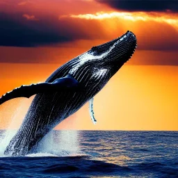 photograph of beautiful humpback whale jumping out of turbulent ocean water, stunning, magnificant, sunset sky, 8k resolution, high-quality, fine-detail, detailed matte, photography, illustration, digital art, Jeanloup Sieff, Marc Adamus, greg rutowski, Anne Dittman, Anne Stokes,