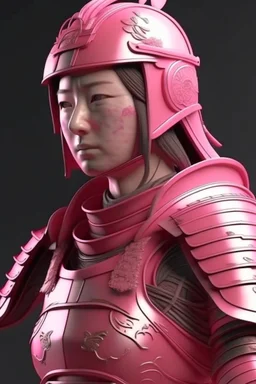 3d render, a women wearing pink samurai armours, close-up shot --ar 9:16 --ar style raw