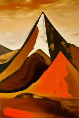 A brown mountain with amber stones painted by Pablo Picasso