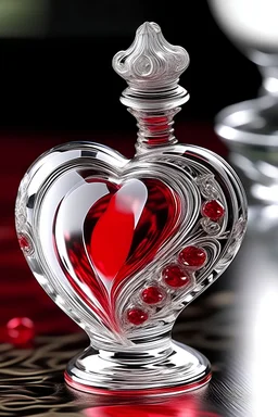 A beautifully crafted (((clear glass chess piece))), intricate details and swirls, reflecting light around its surface, with a delicate (((red heart))), perfectly fitting inside its design