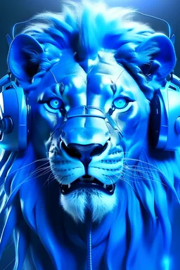 hip hop cyberpunk blue angry lion realism