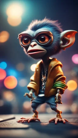 magazine cover, twisted rock star alien gremlin crow monkey rapper crew pimp in heaven,bokeh like f/0.8, tilt-shift lens 8k, high detail, smooth render, down-light, unreal engine, prize winning