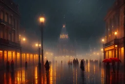 victorian city,night, busy,rain,cathedrale