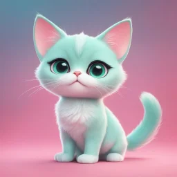 A delightful and adorable cartoon illustration featuring a cute mint-colored cat against a charming pink background, (delightful illustration:1.4), (adorable cartoon cat:1.5), (charming pink background:1.3), (expressive mint hues:1.2), inspired by the styles of cute cartoon artists, trending on ArtStation, Intricate, Sharp focus, vibrant lighting, (whimsical:1.4), (playful ambiance:1.3), (lush fur details:1.5), Cartoon, Masterful, Captivating, High Detail, Cinematic view