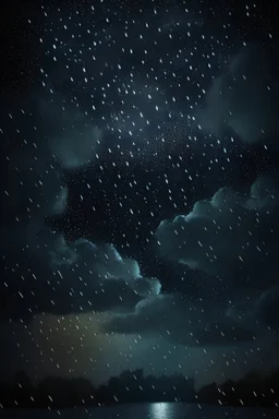 جو ممطر مع اللليل المظلم مع نجوم رائعه مع سحب