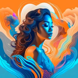 piece of album art with a women fusion with light, abstract style album cover, high level of noise and subtle texture, psychedelic cover, emotional soul, shapes and waves.