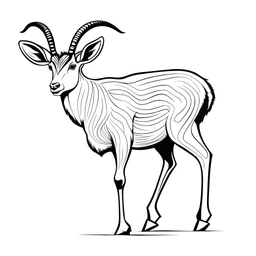 Antelope, black and white, white background, clean lines, coloring page for kids,