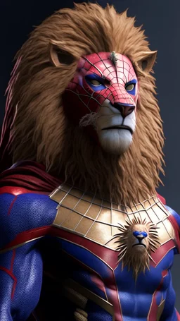 lion with head spiderman, ultra realistic, 4k, ultra detail, full body
