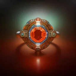 Ring made by wood roots and shreds of glass, orange diamonds sparkles, red rubi fragments around, blue lights reflexes, complex structure, gold details, intricate ring pattern,Unreal Engine 5, lens macro,sharp focus, realistic, hyper detailed, studio lighting, neon light ambient,