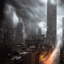 giant furry monster, destroying downtown New York city, dramatic, dramatic lighting, volumetric lighting, hyperrealism, 8k, high quality, photorealistic, lot of details