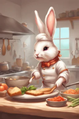 Cute bunny adventurer chef dnd art realism