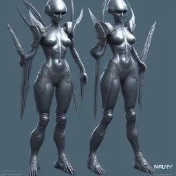 full body alien warrior female