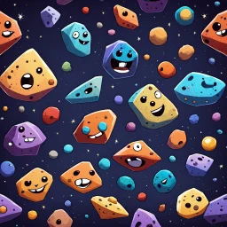 cartoon asteroids with faces