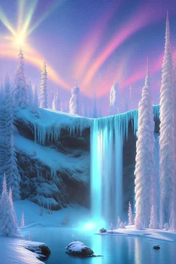  white and gold crystal background，waterfall, northern Lights, full of details, smooth, bright sunshine，soft light atmosphere, light effect，vaporwave colorful, concept art, smooth, extremely sharp detail, finely tuned detail, ultra high definition, 8 k, unreal engine 5, ultra sharp focus