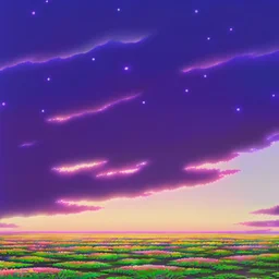 purple sky full of stars, sunflower field, floating ruins of an asian village, anime, high res, makoto shinkai